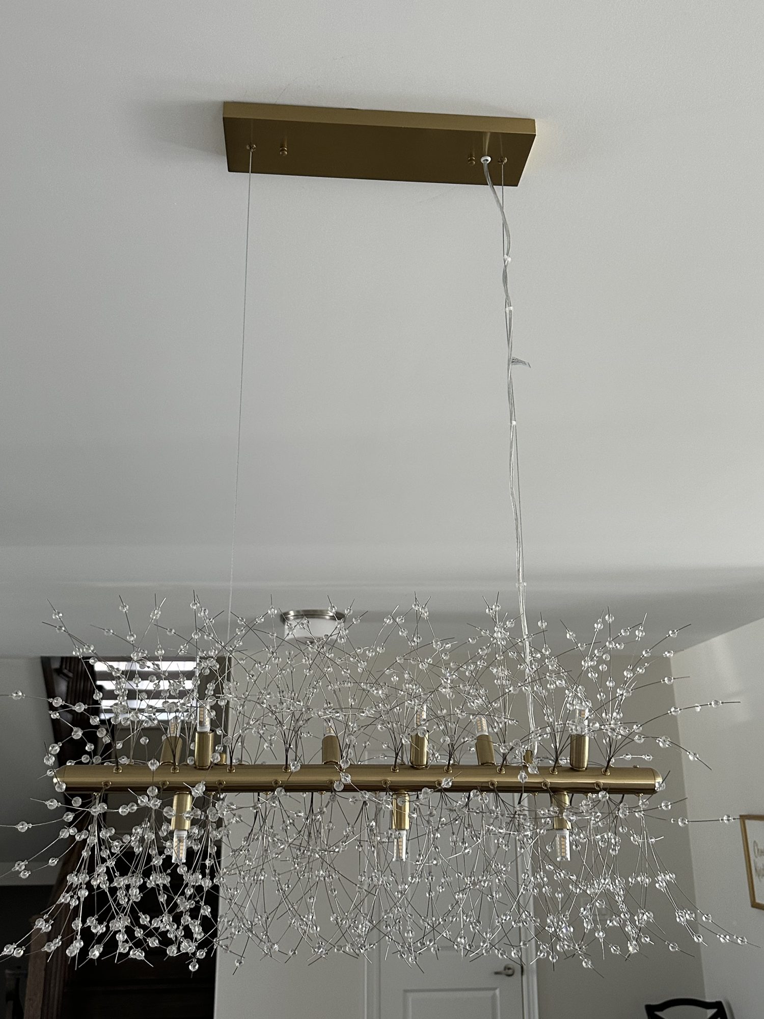 Crystal chandelier installation