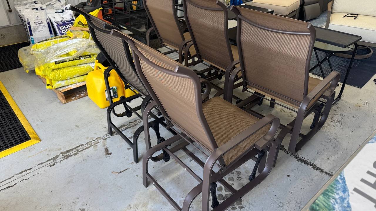 Outdoor glider chairs assembled
